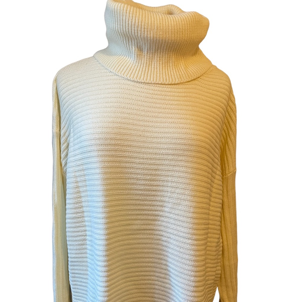 Cream cowl neck oversized ribbed lightweight tunic sweater, size S, NWOT